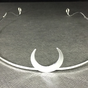 Crescent Moon Wedding Circlet, OOAK Sterling Silver Crescent Moon Headpiece, Handmade, Sterling Silver, Unisex Circlet, Handfasting Circlet