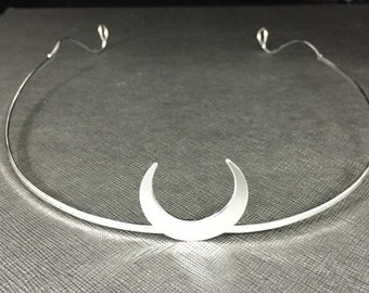 Crescent Moon Wedding Circlet, OOAK Sterling Silver Crescent Moon Headpiece, Handmade, Sterling Silver, Unisex Circlet, Handfasting Circlet