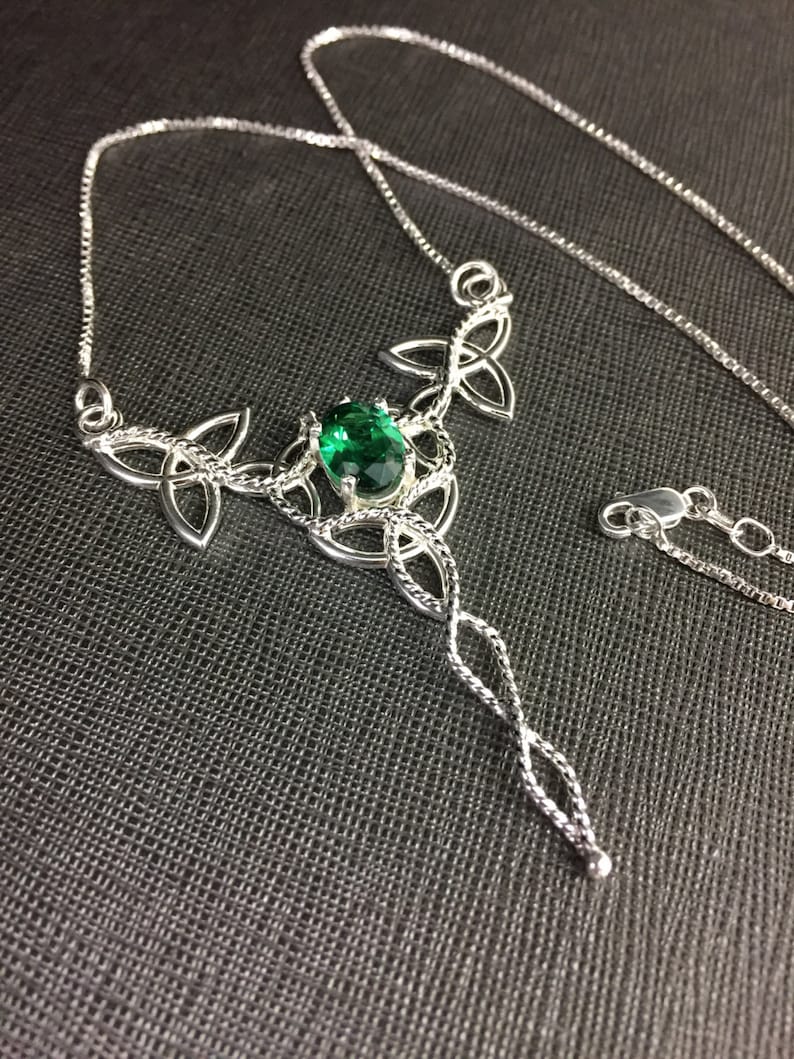 Celtic Knot Gemstone Necklace in Sterling Silver Statement Etsy