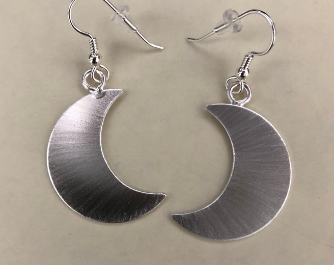 Sterling Crescent Moon Earrings, Crescent Moon Sterling Silver Earrings, Stevie Nicks Crescent Moons, Celestial Moon Dangle Earrings