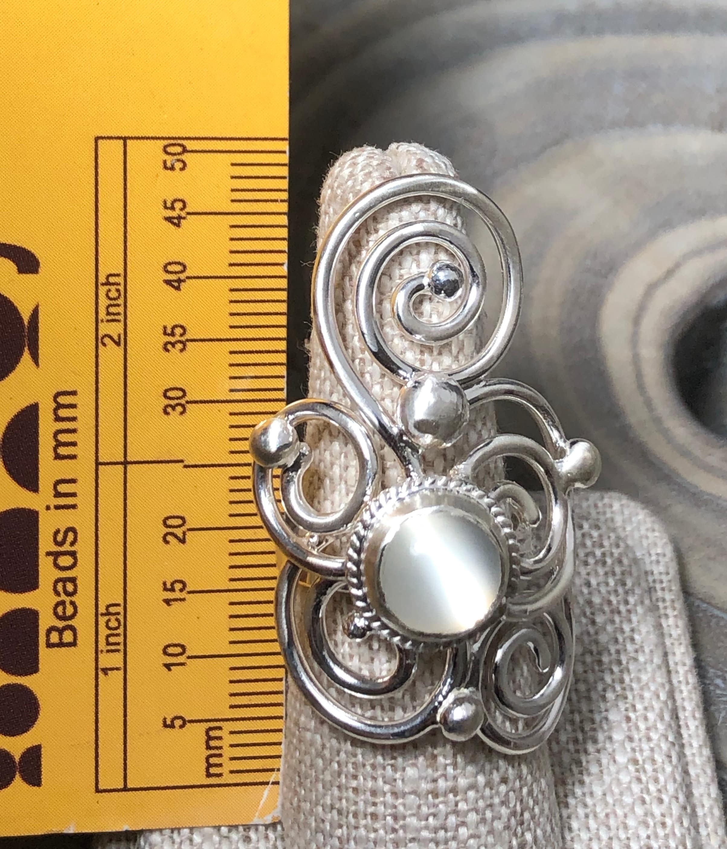 Bohemian Sterling Silver Artisan Gemstone Ring, Art Nouveau Statement