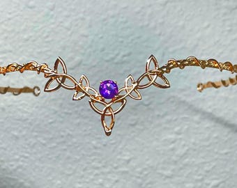 Irish Rose Gold Plated Sterling Silver Sapphire Amethyst White Topaz Tiara , Scottish Circlet, Irish Diadem, Gifts For Her, Irish Weddings