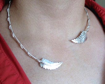 Woodland Vine Sterling Silver Neck Torc, Handmade Leaves Neck Jewelry, Woodland Nature Forest Leaf Neck Ring, Choker, Victorian Neck Pieces