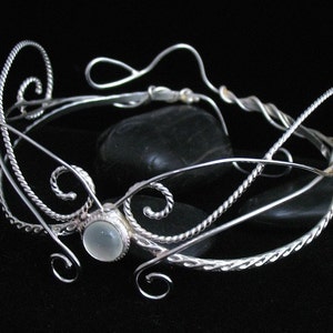 Fae Upper Arm Bracelet Sterling Silver, Upper Armlet Cuff, Elvish Renaissance Arm Torc, Wedding Accessory image 2