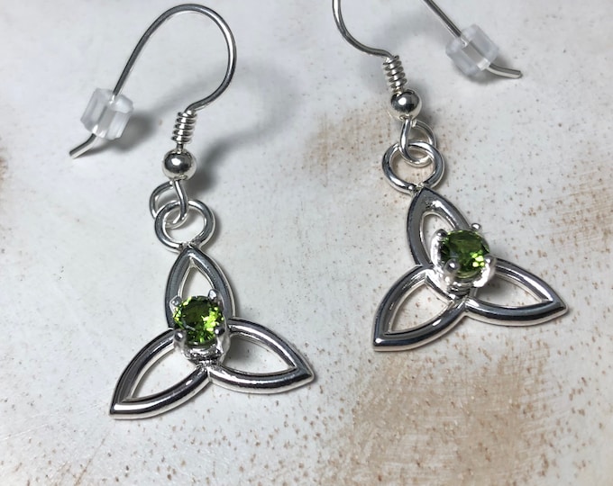 Simple Celtic Amethyst Peridot Emerald Earrings in Sterling Silver, Gifts For Her, Irish Earrings, Dangle Drop Earrings, Celtic Weddings