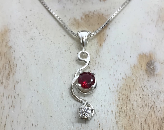 Topaz and Garnet Necklace in Sterling Silver, Gifts For Her, Elsa Necklaces, Simple Jewelry