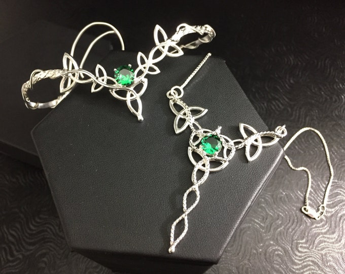 Celtic Irish Wedding Jewelry Set In Sterling Silver, Artisan Tiara, Earrings, Arm Cuff, Necklace, Irish Bridal Wedding Accessories, Handmade