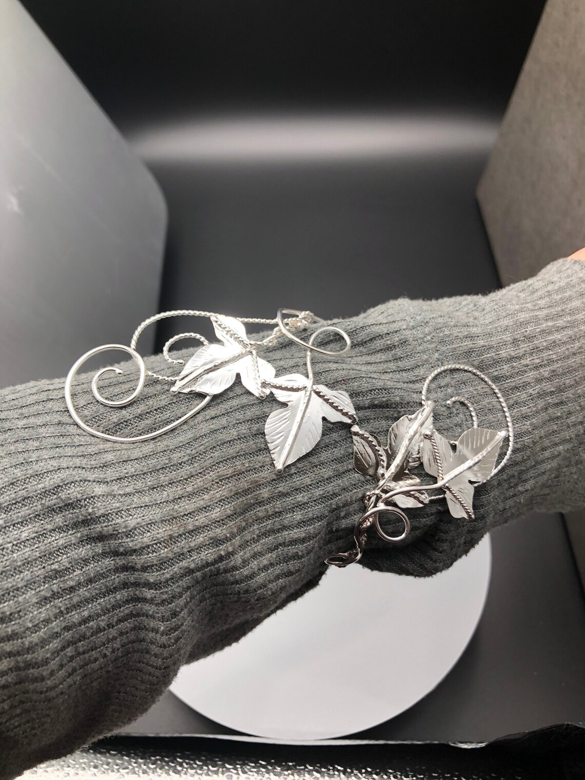 Woodland Ivy Leaf Wrap Bracelet Cuff Sterling Silver and Gold Etsy