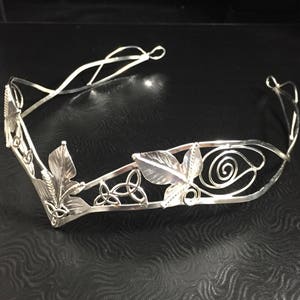 Woodland Celtic Knot Crown in Sterling Silver, Artisan Leaf Wedding Circlet, Handmade Alternative Tiaras, Diadem