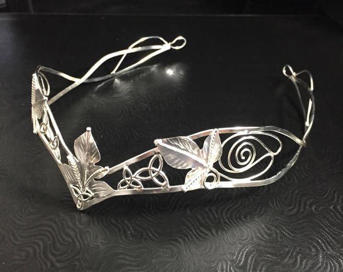 Woodland Celtic Knot Crown in Sterling Silver, Artisan Leaf Wedding Circlet, Handmade Alternative Tiaras, Diadem