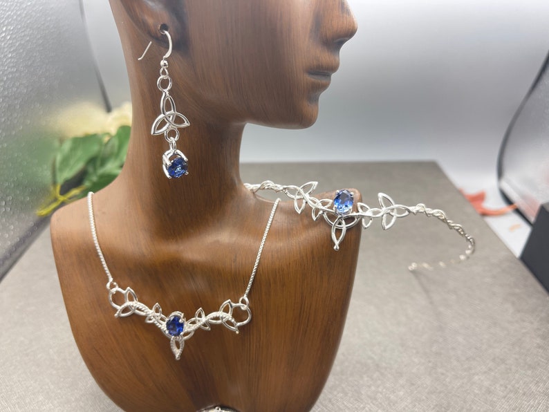 Celtic Knot Irish Wedding Jewelry Set in Sterling Silver, Celtic Tiara, Necklace, Celtic Earrings, Jewelry Set for Brides, Accessories image 5