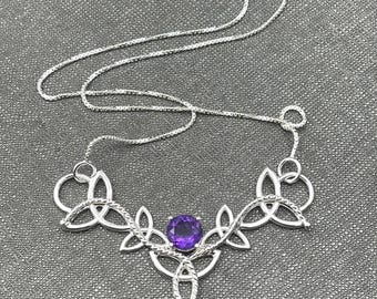 Sterling Silver Celtic Emerald Necklace, Irish Jewelry, Gifts For Her, Birthday Presents, Irish Wedding