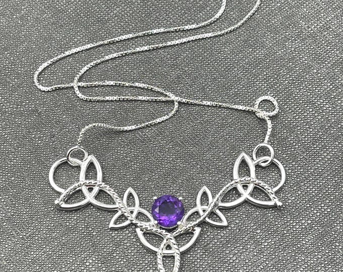 Sterling Silver Celtic Emerald Necklace, Irish Jewelry, Gifts For Her, Birthday Presents, Irish Wedding