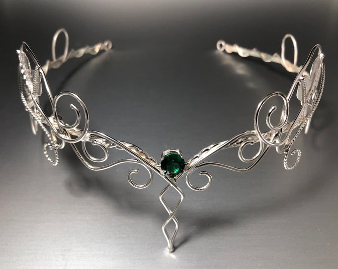 Woodland Pagan Norse Goddess Tiara in Sterling Silver, Elvish Circlet in Sterling Silver, Woodland Diadem, Handmade Bridal Accessories