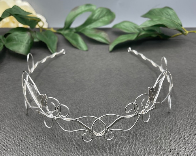 Circlets, Woodland Bridal Wedding Tiara in Sterling Silver, Artisan Elven Woodland Circlets, Alternative Bridal