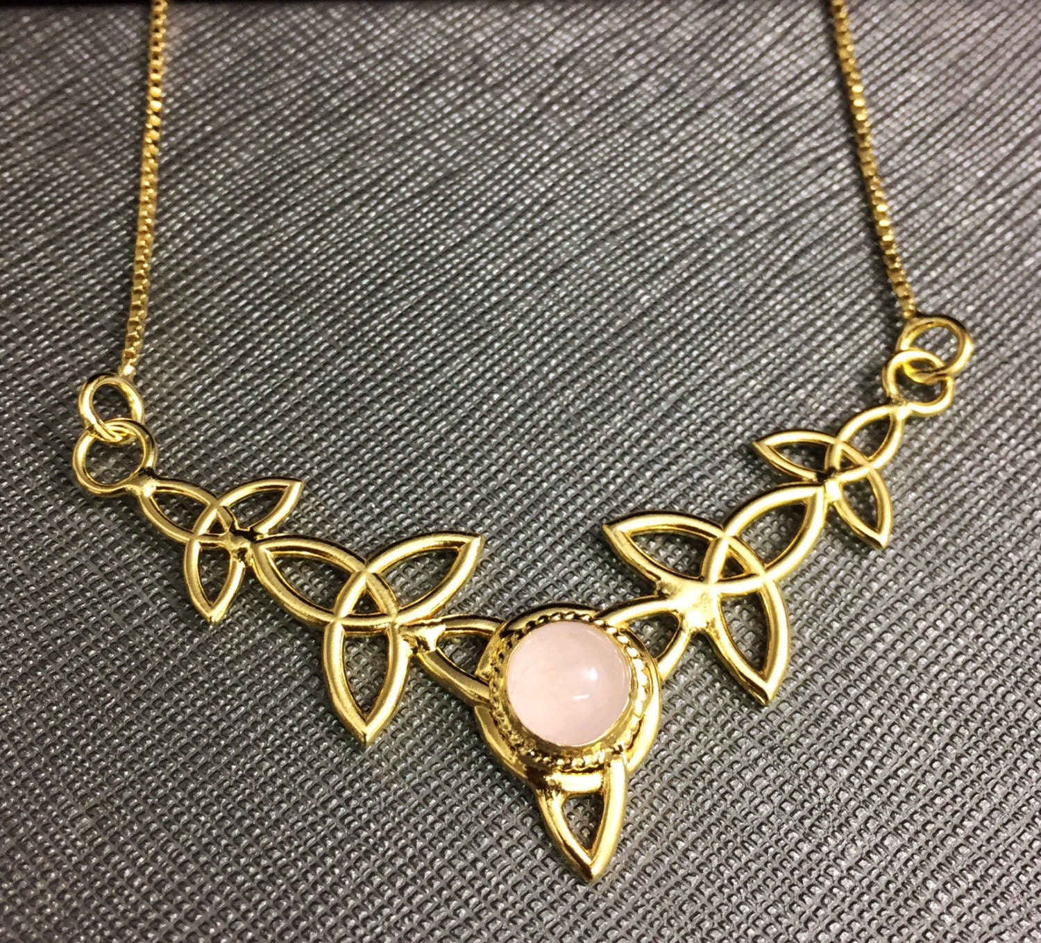 Celtic Trinity Knot Gemstone Necklace in Sterling Silver & 24KG Plating, Gifts For Her, Irish