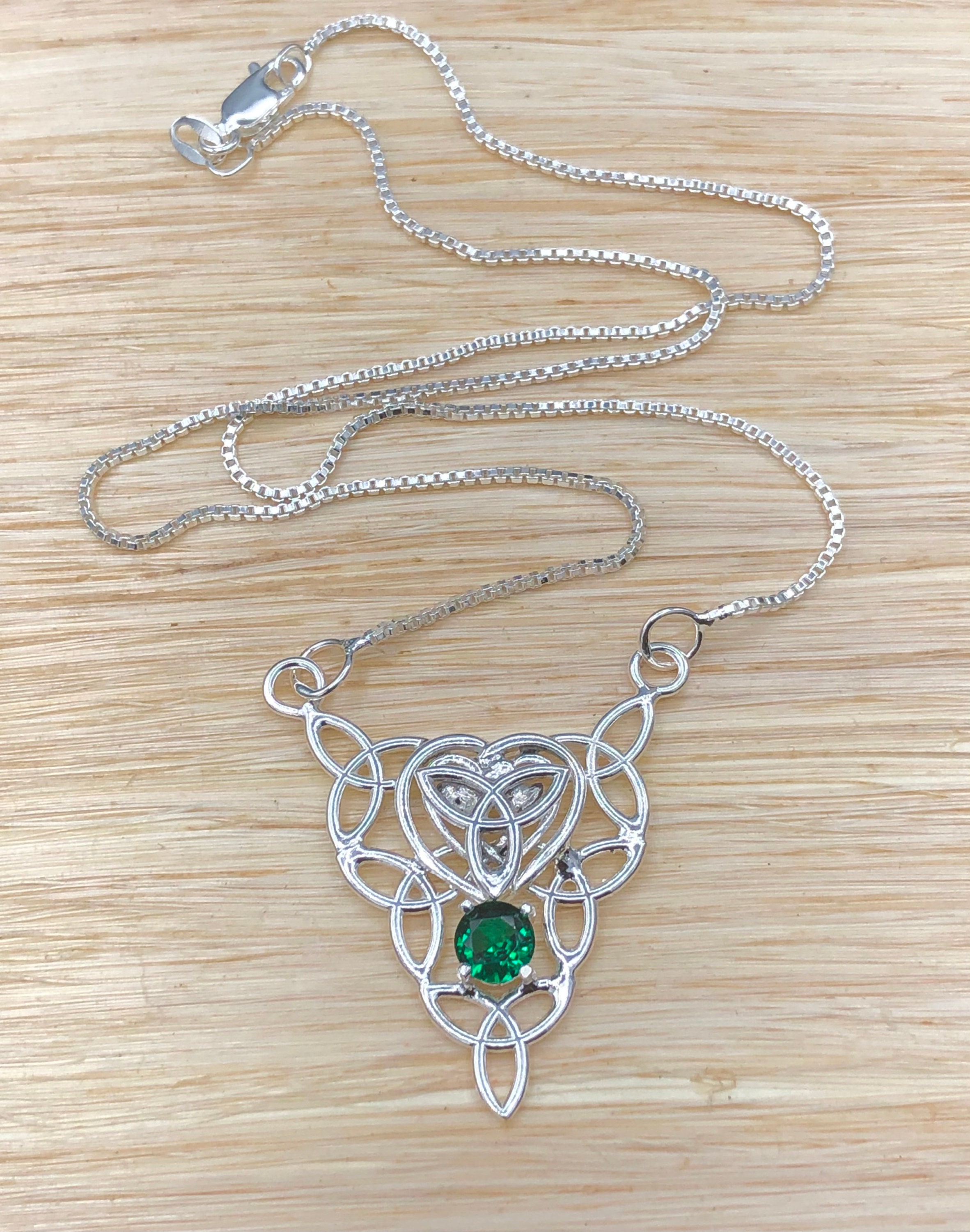 Celtic Heart Trinity Knot Necklace in Sterling Silver, Irish Symbolic