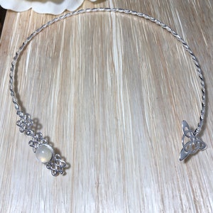 Neck Torc in Sterling Silver, Artisan Gemstone Neck Jewelry, Renaissance Neck Rings, Gifts For Her