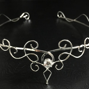Elvish Tiara in Sterling Silver, Wedding Jewelry, Elvish Bridal Circlet, Artisan Made Headpieces, Fantasy Wedding, Fairytale Wedding