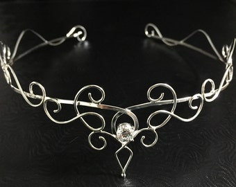Elvish Tiara in Sterling Silver, Wedding Jewelry, Elvish Bridal Circlet, Artisan Made Headpieces, Fantasy Wedding, Fairytale Wedding
