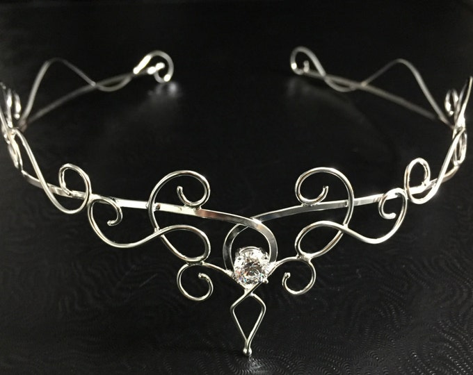Elvish Tiara in Sterling Silver, Wedding Jewelry, Elvish Bridal Circlet, Artisan Made Headpieces, Fantasy Wedding, Fairytale Wedding