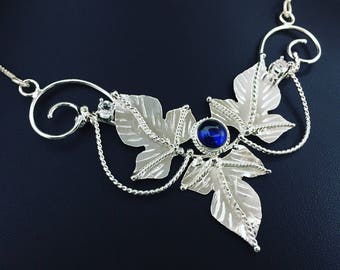 Woodland Leaf Moonstone Necklace in Sterling Silver, Artisan Faery Necklaces, Gifts For Her, Elvish Bohemian Renaissance Jewelry
