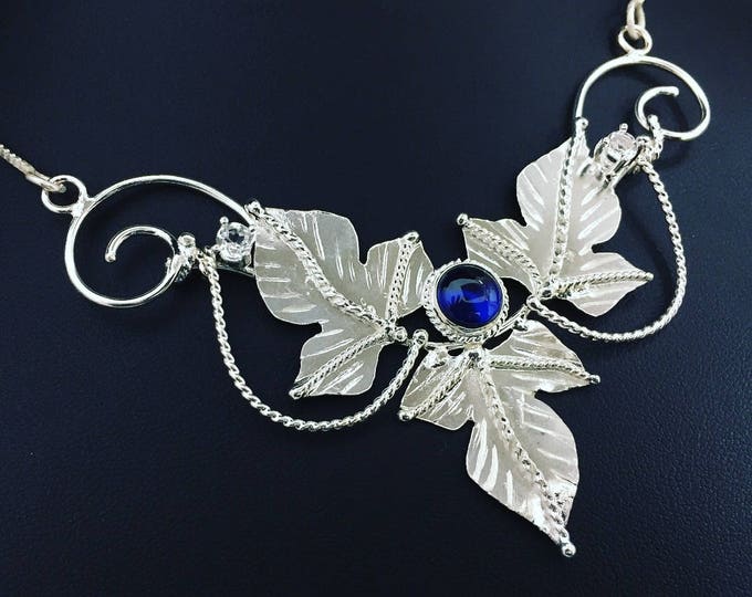 Woodland Leaf Moonstone Necklace in Sterling Silver, Artisan Faery Necklaces, Gifts For Her, Elvish Bohemian Renaissance Jewelry