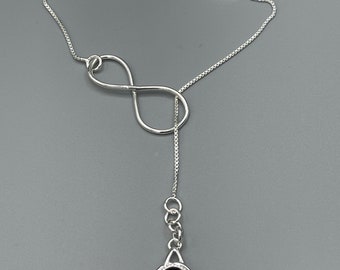 Sterling Silver Celtic Knot Long Lariat Necklace with Moonstone, Gifts For Her, Irish Jewelry