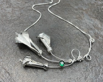 Calla Lily Artisan Necklace 925 Floral Statement Necklaces, 925 Box Chain, Handmade Calla Lilly Flowers, Floral Lilly Necklace, Lily Pendant