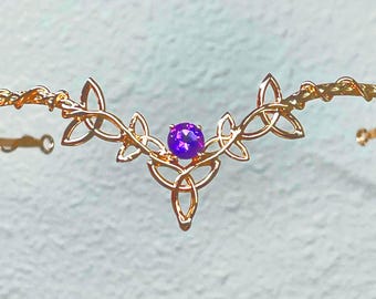 Irish Rose Gold Plated Sterling Silver Sapphire Amethyst White Topaz Tiara , Scottish Circlet, Irish Diadem, Gifts For Her, Irish Weddings