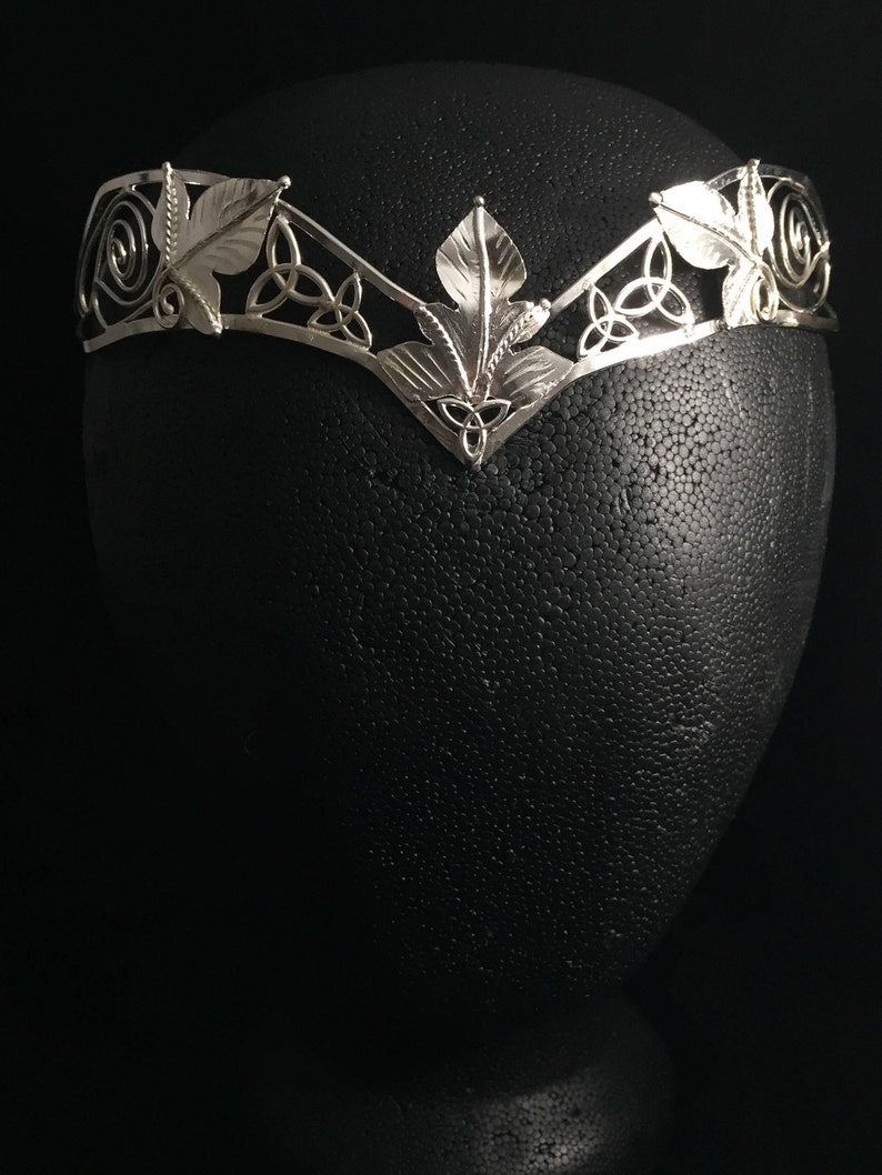 Woodland Celtic Knot Crown in Sterling Silver, Artisan Leaf Wedding Circlet, Handmade Alternative Tiaras, Diadem image 7