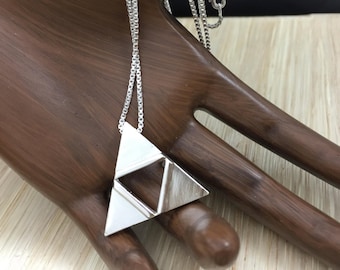 Legend of Zelda Inspired Necklace in Sterling Silver, TriForce Cosplay Jewelry, Hyrule, Gifts For Her
