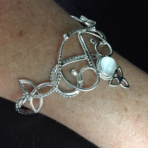 Celtic Knot Gemstone Cuff Bracelet in Sterling Silver, Irish Bracelet, Gifts For Her, Renaissance Gemstone Bracelet, Victorian Style image 9