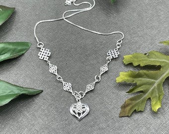 Sterling Silver Celtic Necklace: Trinity Knot Heart, Irish Jewelry, Gifts For Her