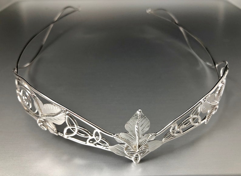 Woodland Celtic Knot Crown in Sterling Silver, Artisan Leaf Wedding Circlet, Handmade Alternative Tiaras, Diadem image 3