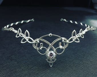 Celtic Emerald Circlet in Sterling Silver, Irish Diadems, Renaissance Bridal Tiaras, Alternative Bridal Accessory, Handfasting Headpiece