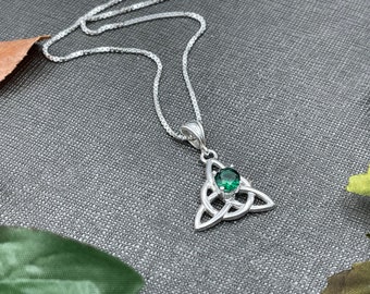 Irish Necklaces, Celtic Irish Emerald, Peridot, Amethyst Sapphire Necklaces, Gifts For Her, Charmed TV Show, Celtic Knotwork Necklaces