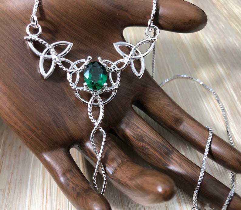 Celtic Knot Gemstone Necklace in Sterling Silver Statement Etsy