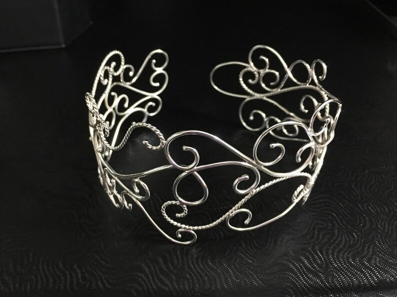Bracelet Cuff with Gemstones Bohemian Elvish Wire Arm Cuff Bracelet Arm Boho Chic Bracelet Cuff in Sterling Silver Victorian Cuffs