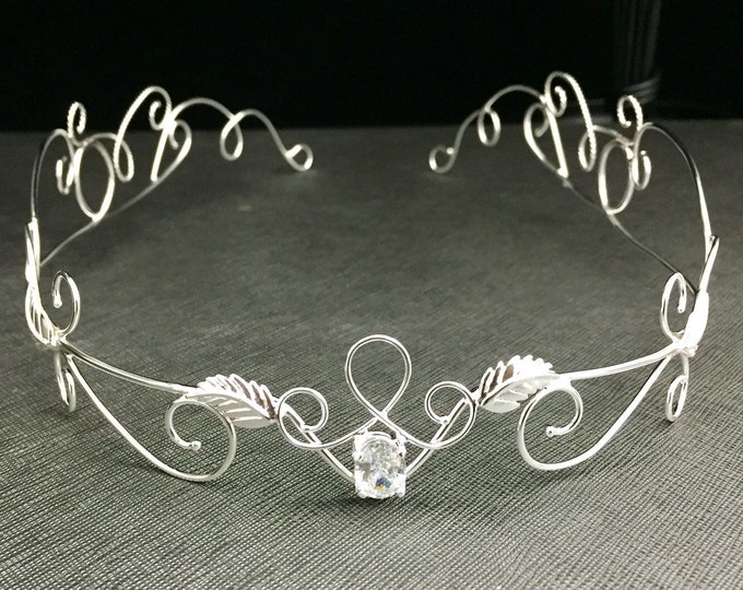Elvish Bridal Tiara in Sterling Silver, Bridal Circlets, Sterling Silver Artisan Wedding Tiara, Handmade Sterling Silver Tiara