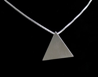 Sterling Silver Pyramid Pendant Necklace 18 inch Sterling Silver Box Chain, Handmade Triangle Pendant, Egyptian Pyramid, Symbolic Jewelry