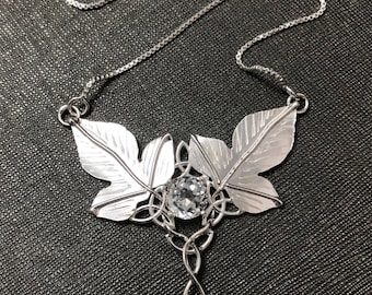 Handmade Sterling Silver Celtic Knot Woodland Elvish Necklace with Emerald Gemstone, Gifts For Her, Woodland Wedding