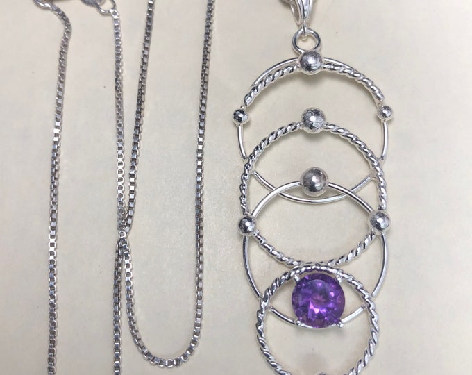 Amethyst Sterling Silver Eternity Necklace: Bohemian Celestial Jewelry, Eternity Necklace