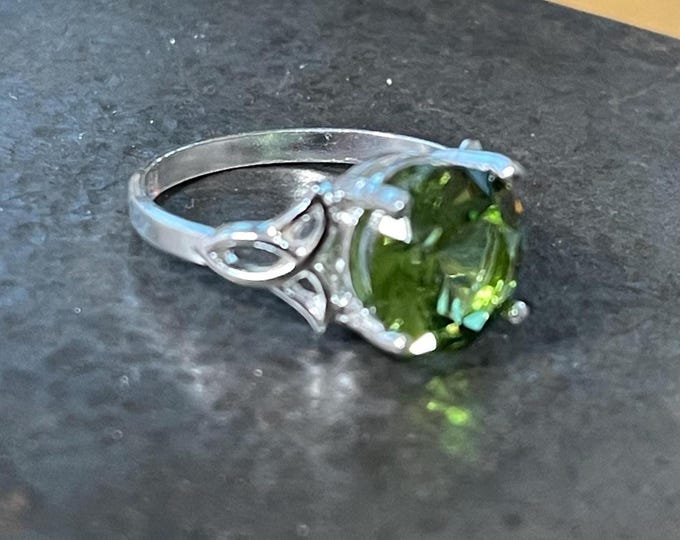 Celtic Rings, Irish Sterling Silver Ring, Irish Celtic Knot Rings with Gemstone, Handmade Trinity Knot Rings, Gifts For Her
