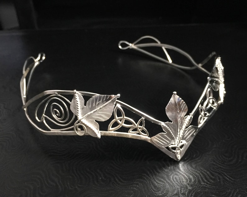 Woodland Celtic Knot Crown in Sterling Silver, Artisan Leaf Wedding Circlet, Handmade Alternative Tiaras, Diadem image 8