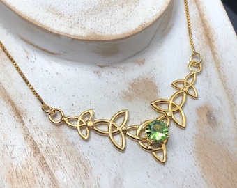 Celtic Knot Necklace with 16 Inch Box Chain in Sterling Silver, Irish Jewelry, Gifts For Her,  24KG Plated