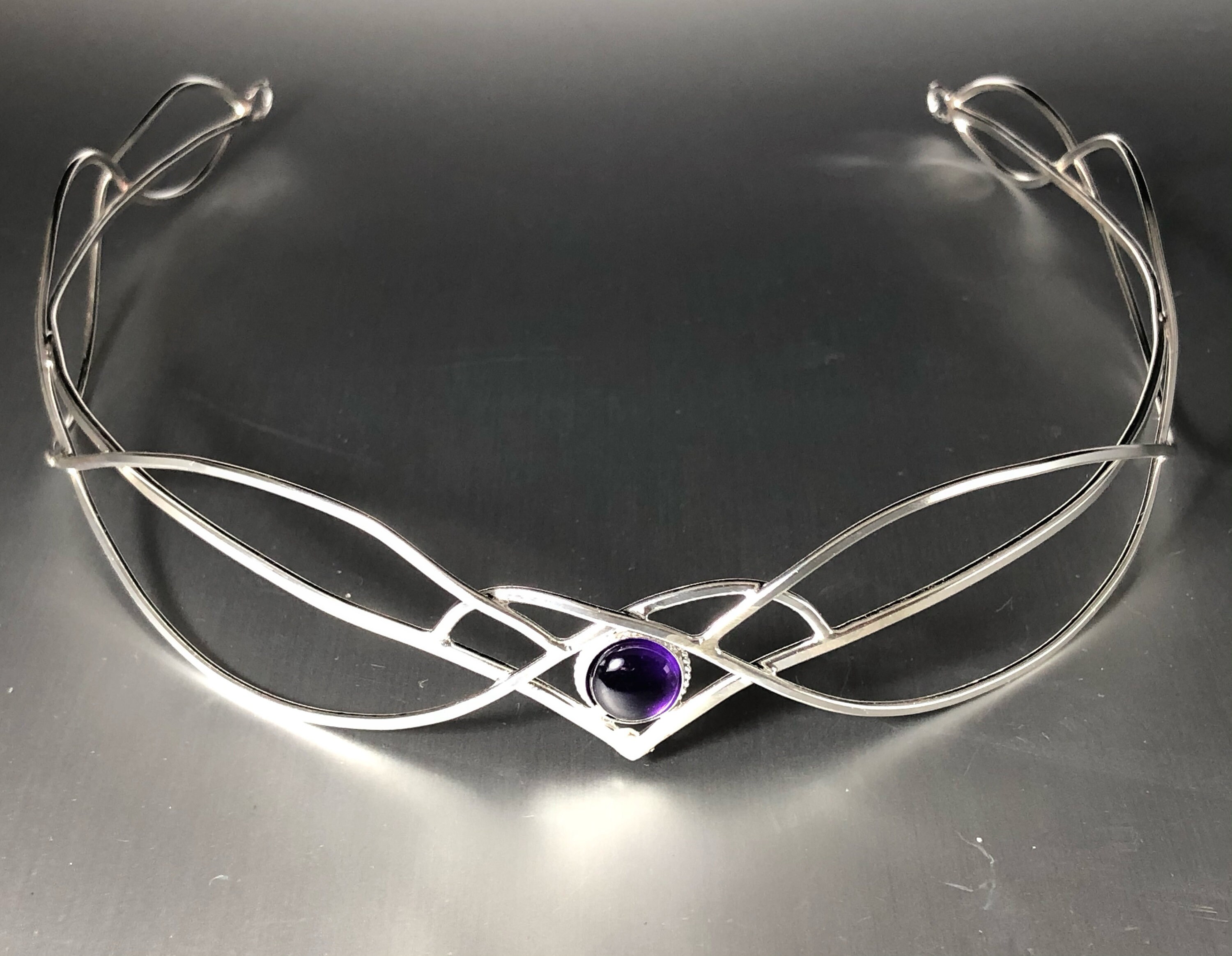 Elvish Wedding Moonstone Tiara in Sterling Silver, Artisan Bridal