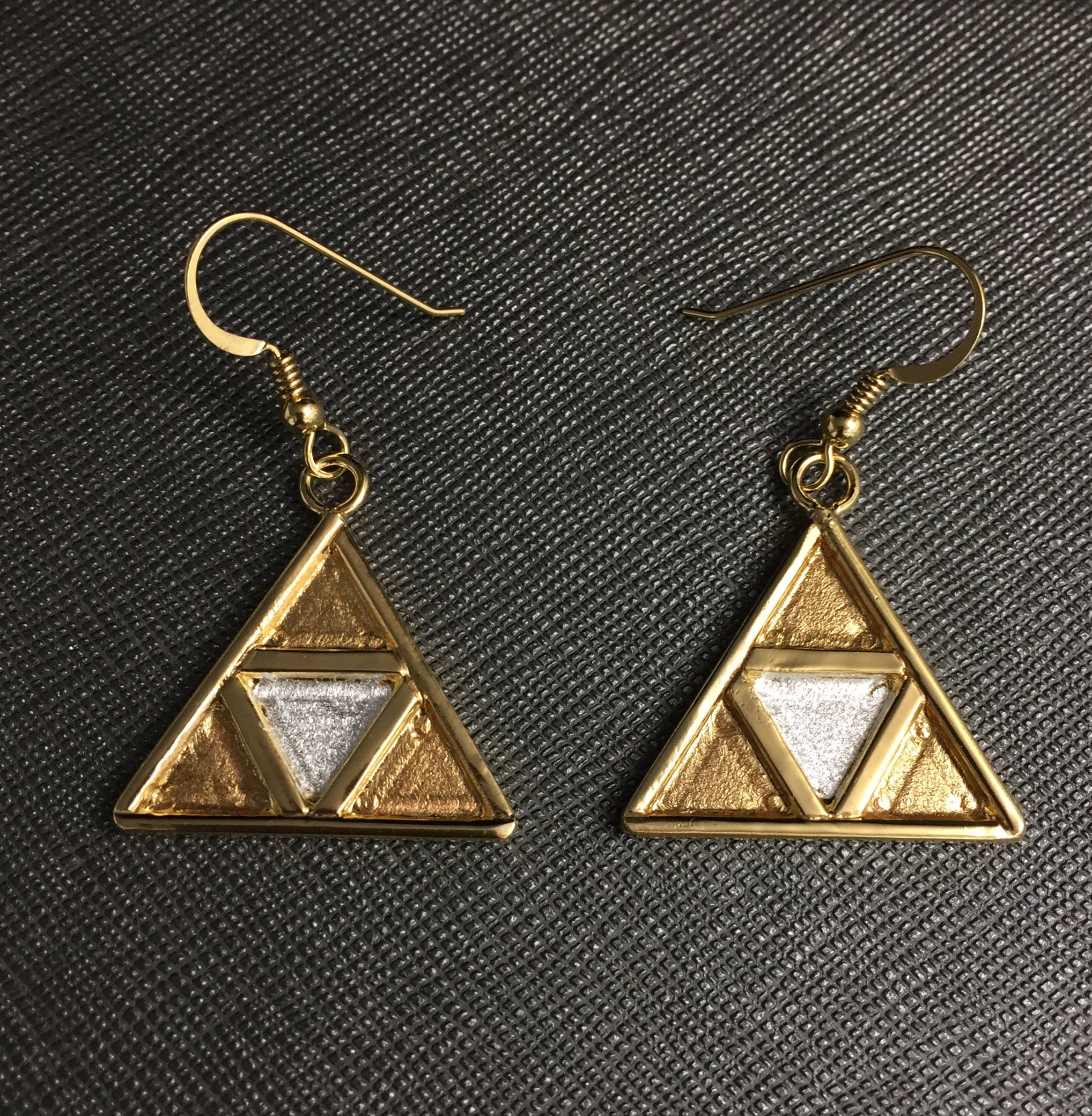 TriForce Inspired Earrings in Sterling Silver with a 24K GoldPlate