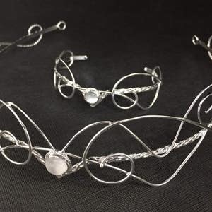 Renaissance Wedding Sets, Bridal Circlets, Renaissance Bridal Tiara, Fae Wedding Circlets, Matching Bracelet Cuff, Bridal Jewelry Sets