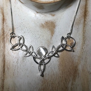 Celtic Trinity Knot Moonstone Necklace In Sterling Silver, Victorian Celtic Jewelry, Gifts For Her, Classical Jewelry Styles